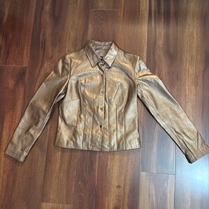 SIENA STUDIO Metallic Leather Jacket Size 2